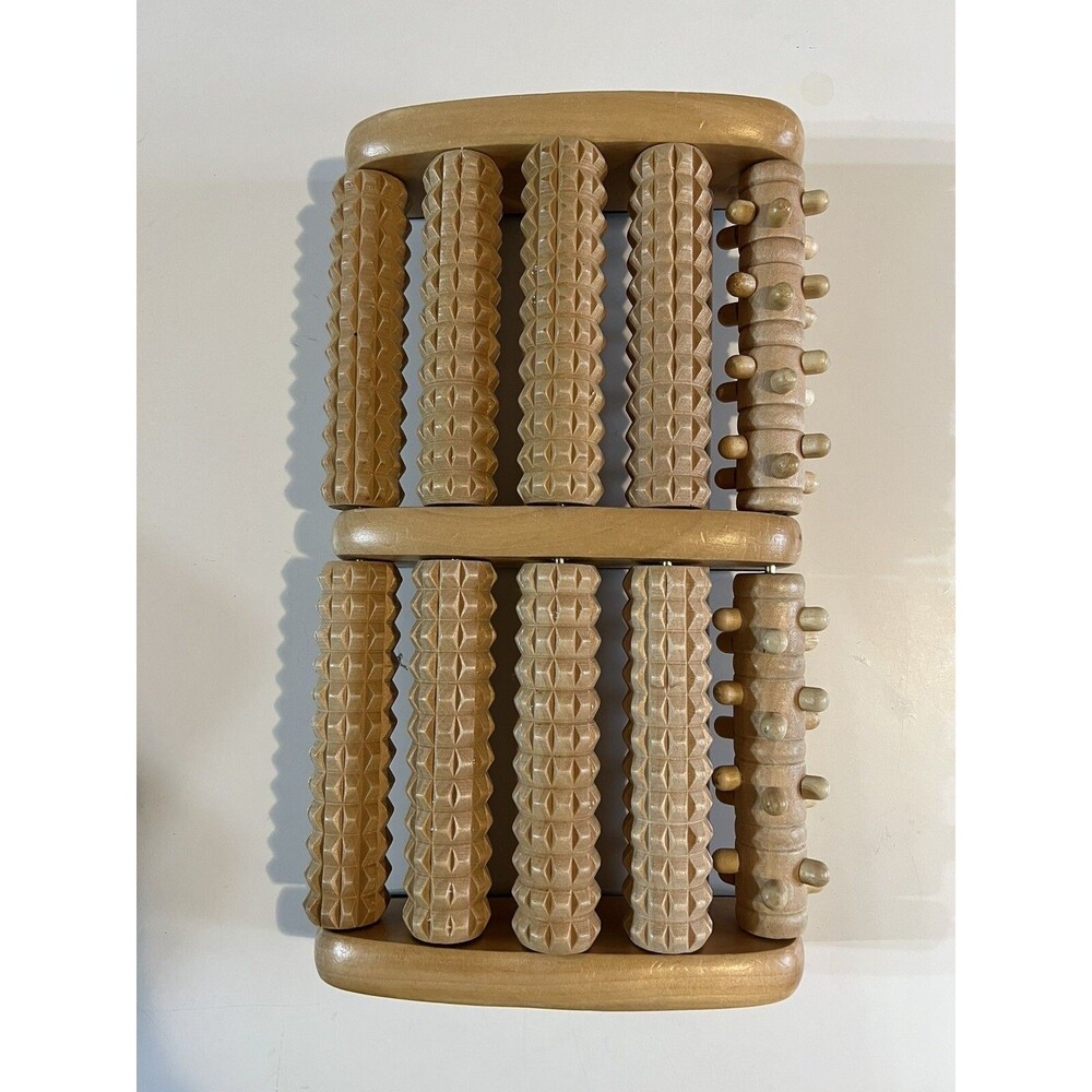 Foot Massager Theraflow Wood Duel Roller XL Reflexology Stress Pain Relief